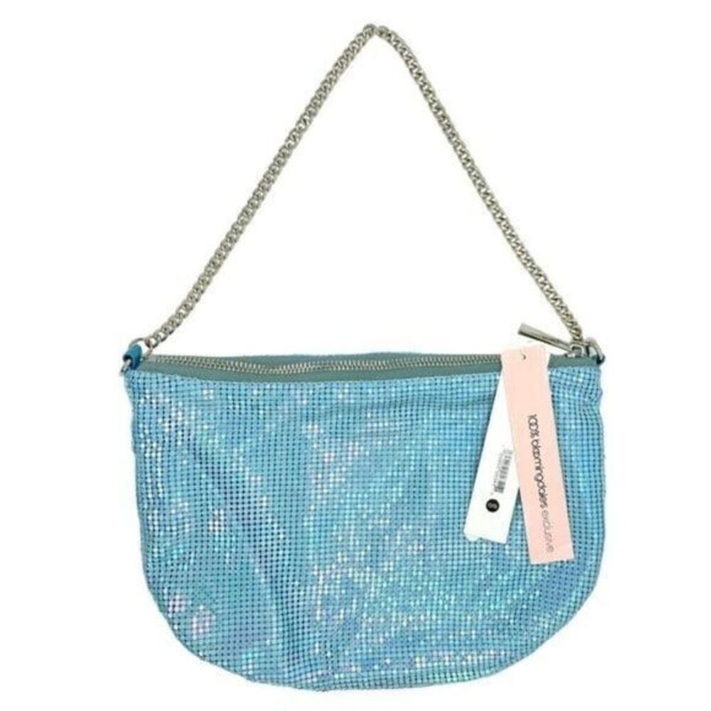 Aqua Mesh Baguette Shoulder Bag Blue Green Mermaid Purse Clutch
